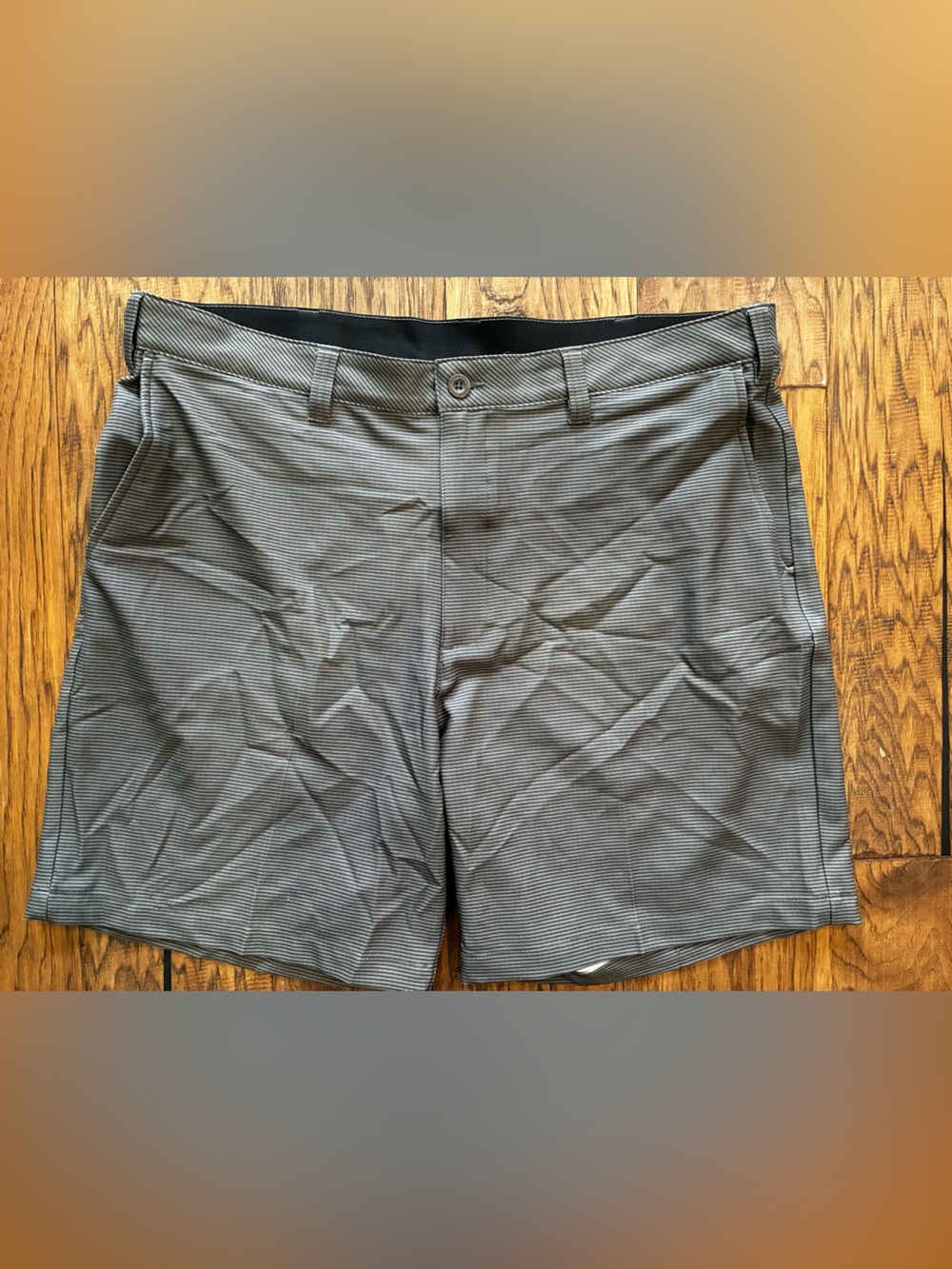 Reebok Men's Gray Pinstripe Flat Front Shorts